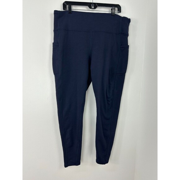 Athleta Altitude Stash High Rise Polartec Powerstretch Tights Navy Sz 2X 1079H4 - Picture 4 of 11